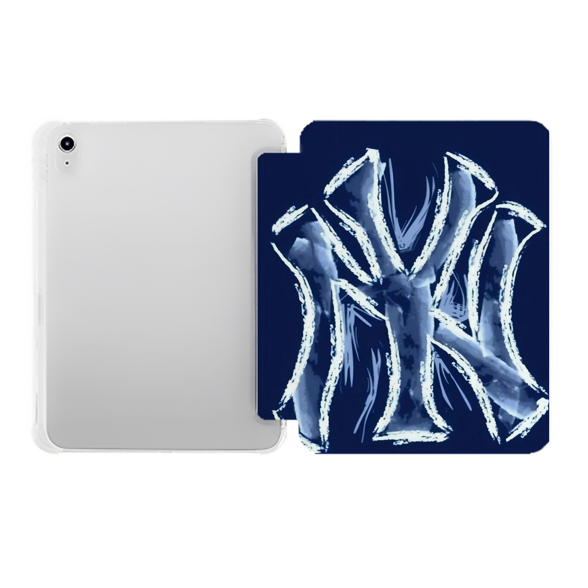 New York Yankees 137 Premium Tri-Fold PU Leather & Silicone IPad Case With Pencil Slot – Fits 9.5,10.5,10.9 – Adjustable Stand, Slim, Protective